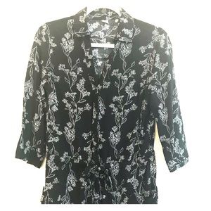 Black and white floral pattern romper